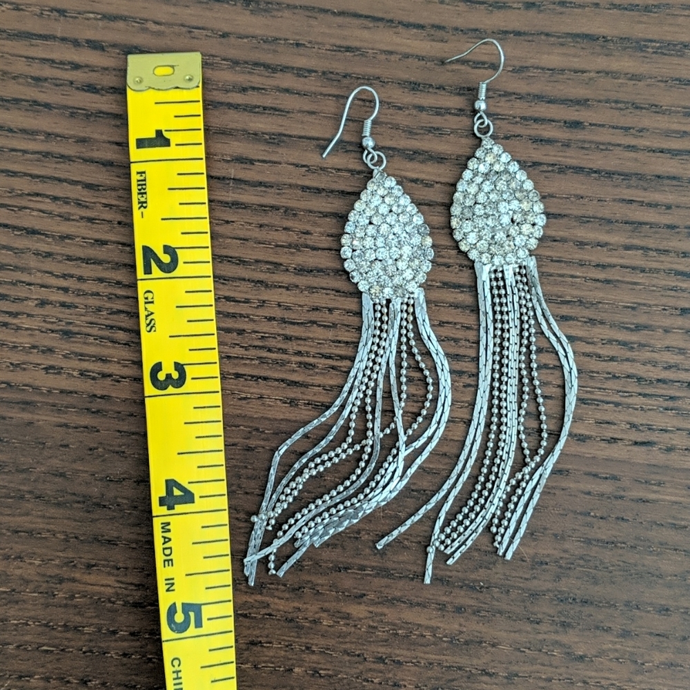 Dangly silver formal earrings